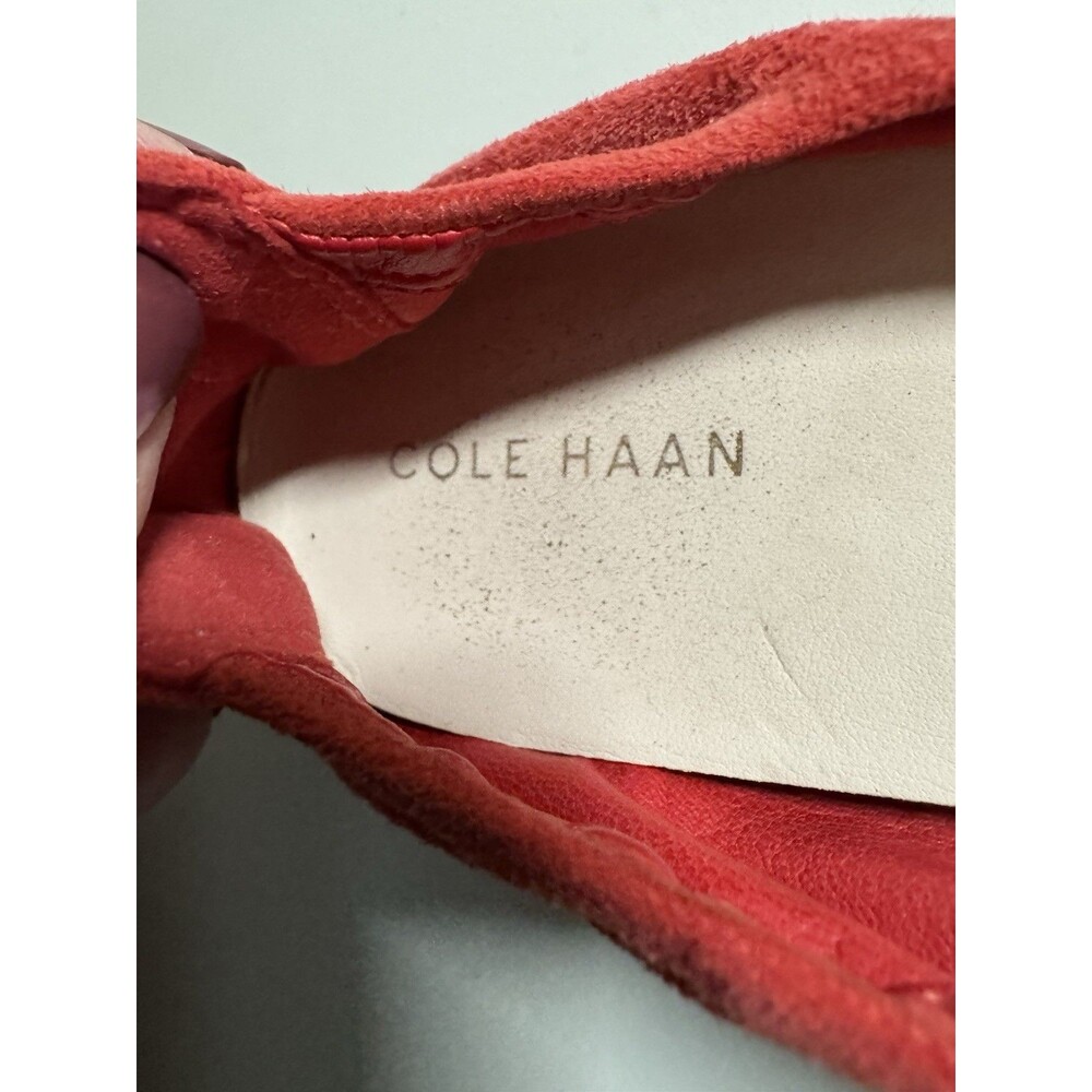 Women's Cole Haan Suede Ballet Flats Size 8 Red Leather Fall Preppy Classic EUC - Picture 5 of 6